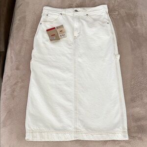 Levi's Carpenter Midi Skirt Off White Denim Utility Sz 27